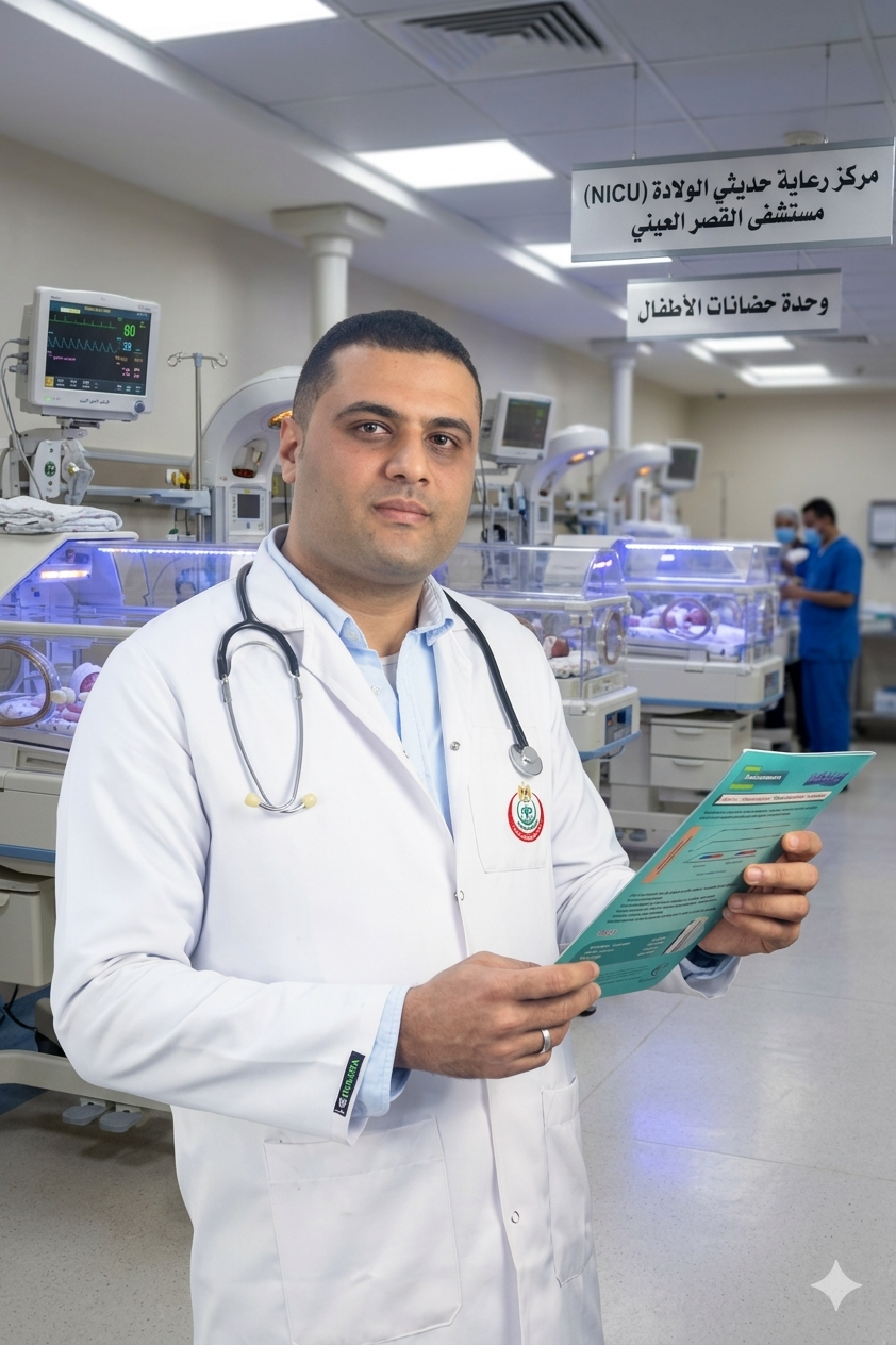 دكتور أحمد جمال أمين يراجع ملف طبي لطفل